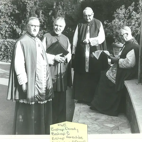 Black and white image of bishops