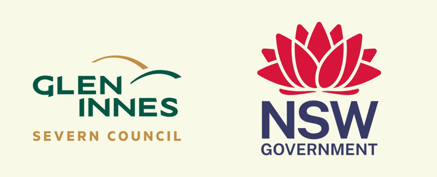 Logos of Glen Innes Severn Council and New South Wales Council